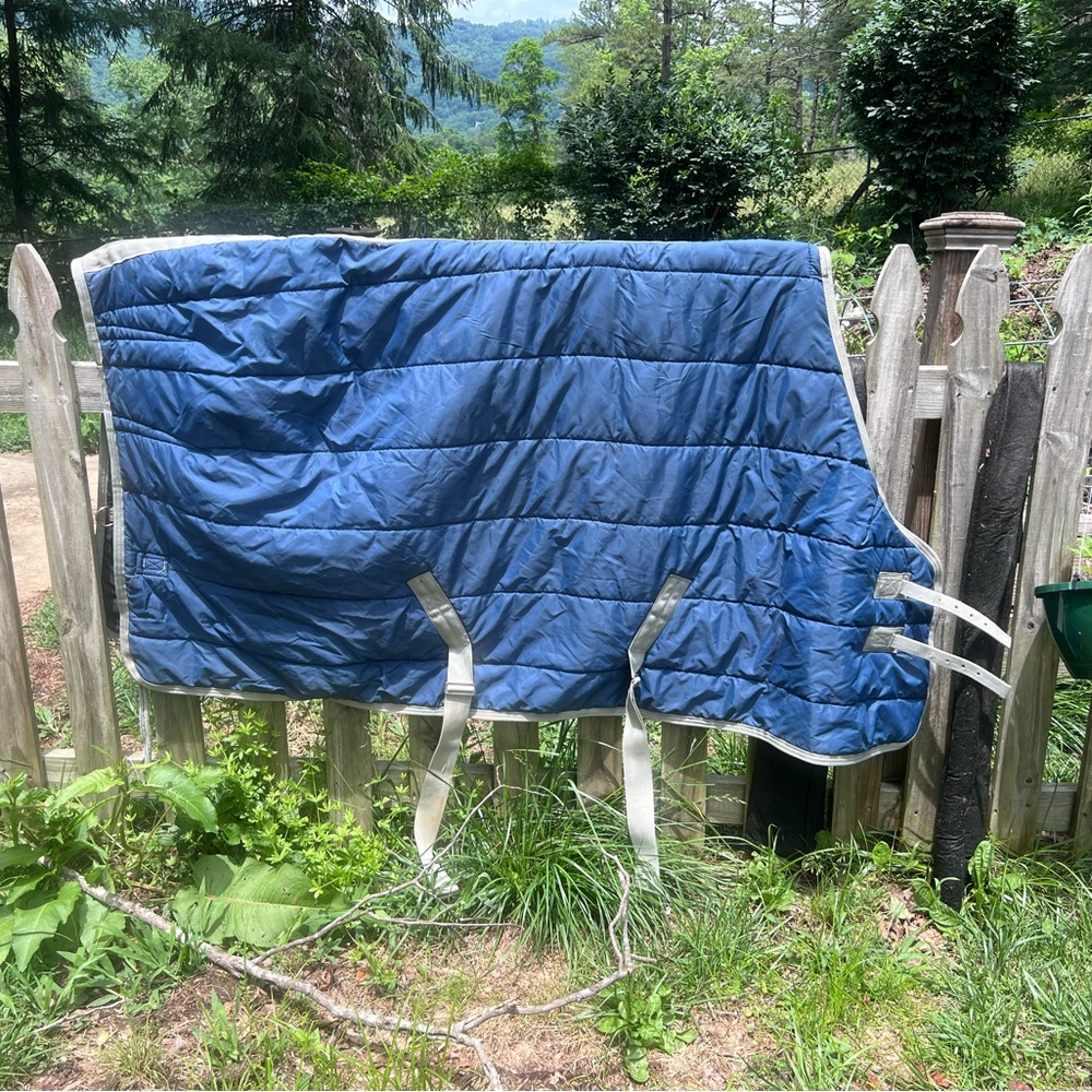 Dover Saddlery Stable Blanket 66”/68” Navy Blue Quilted Polyester Fill Horse Bla